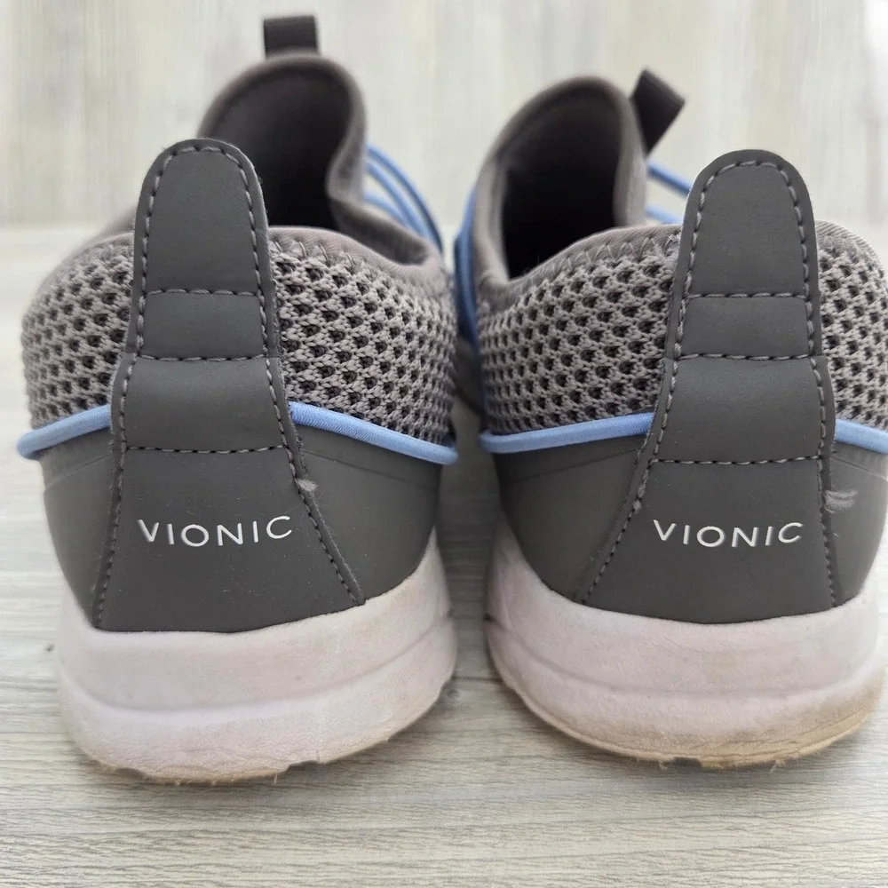 Vionic Jada Sneakers Gray Blue Bungee Slip On Walking Shoes‎ Womens 9